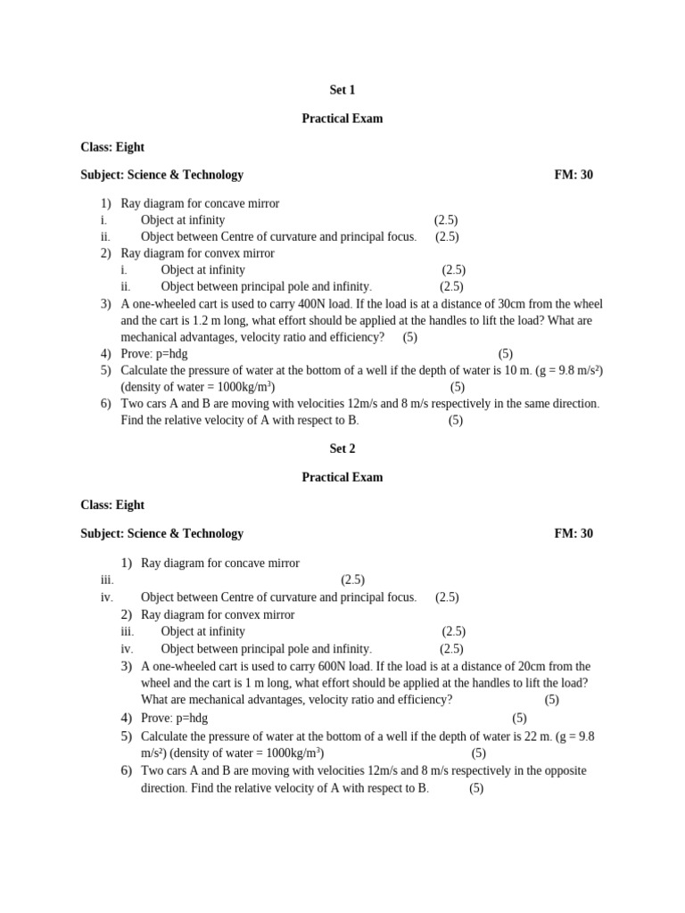 Class 8 practical Exam | PDF | Mirror | Mechanical Engineering