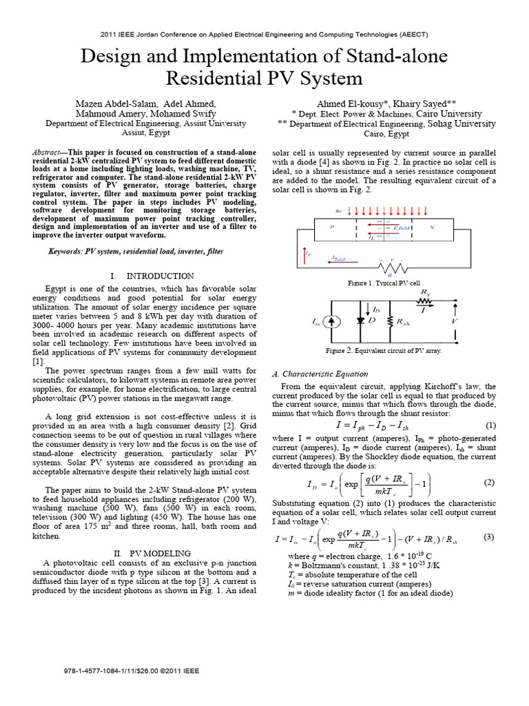Design and Implementation of Stand-Alone Residential PV System | PDF ...