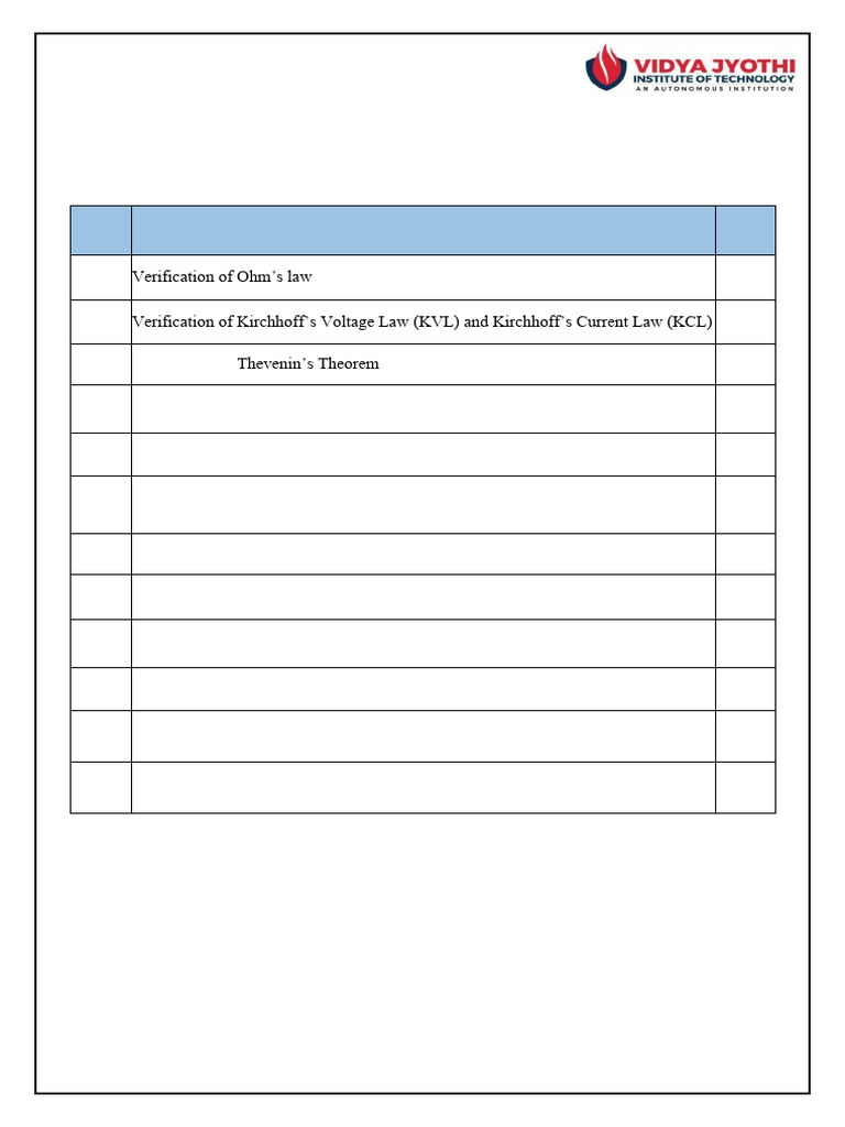 Basic Electrical Engineering Lab Experiments | PDF | Voltage ...