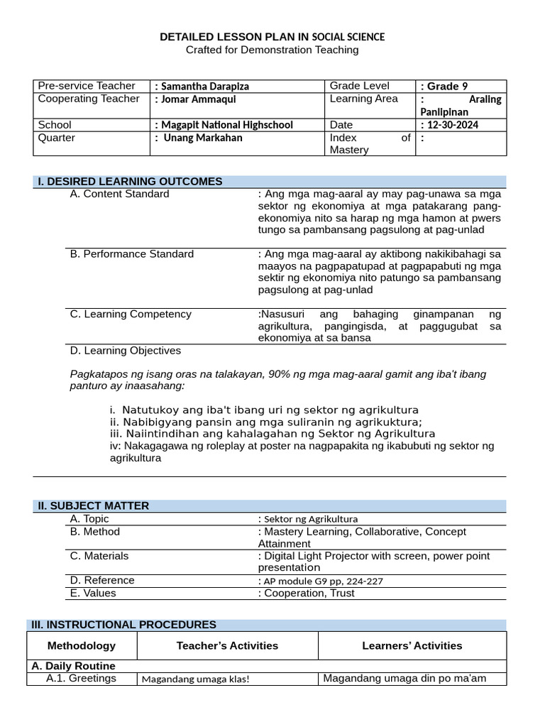 Mastery Learning Sam | PDF