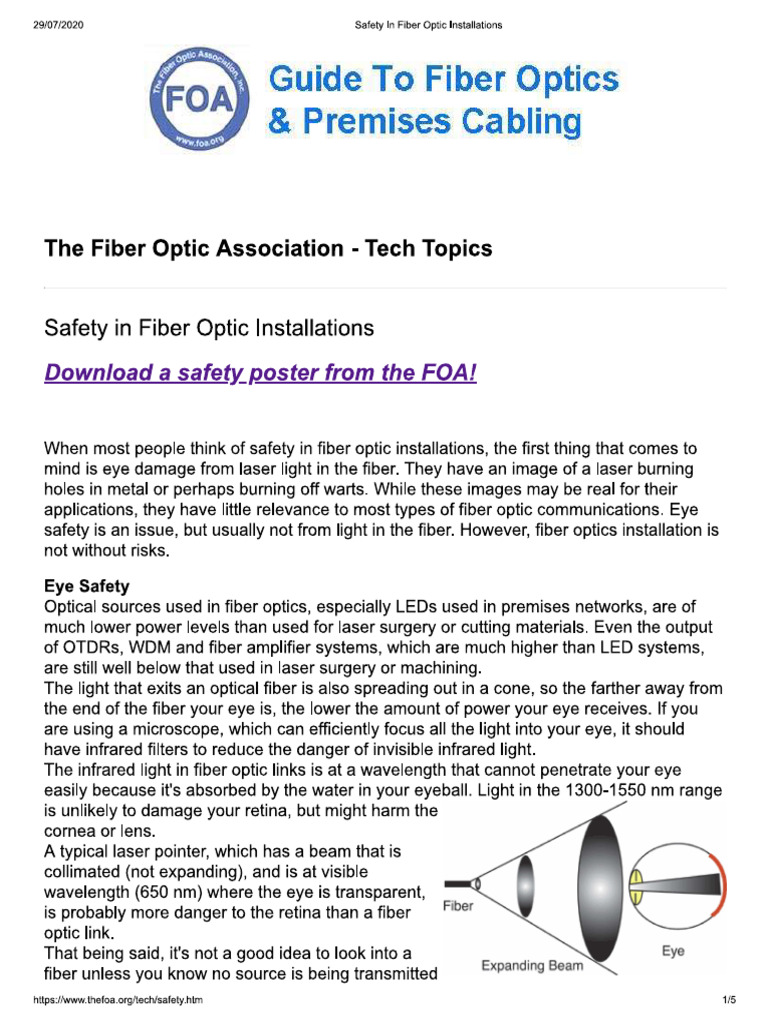 Safety in Fiber Optic Installations | PDF