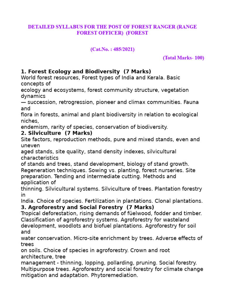 Forest Ranger Range Forest Officer | PDF | Forestry | Wood