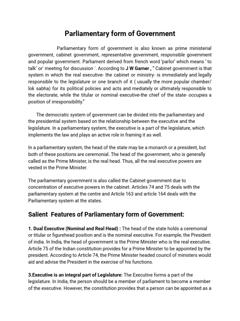 Understanding Parliamentary Government | PDF | World Politics ...
