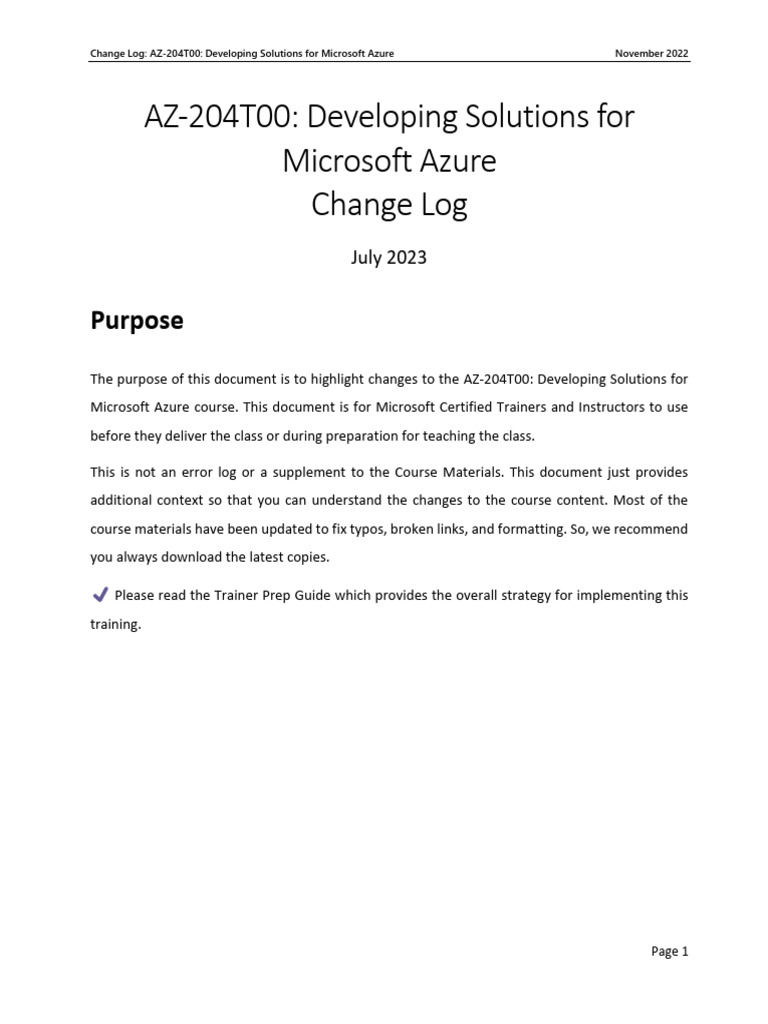 AZ 204T00A ENU Change Log | PDF | Microsoft Azure | Application Software