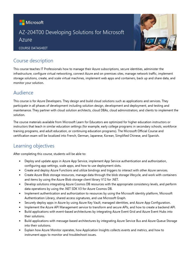 Develop Solutions for Microsoft Azure | PDF | Microsoft Azure | Microsoft