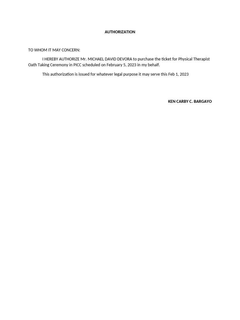 Authorization for Ticket Purchase | PDF