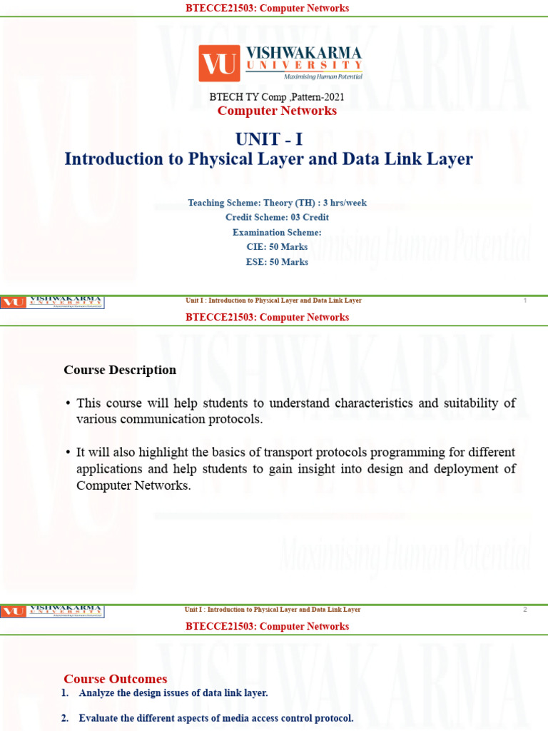 Physical and Data Link Layer Overview | PDF | Computer Network ...