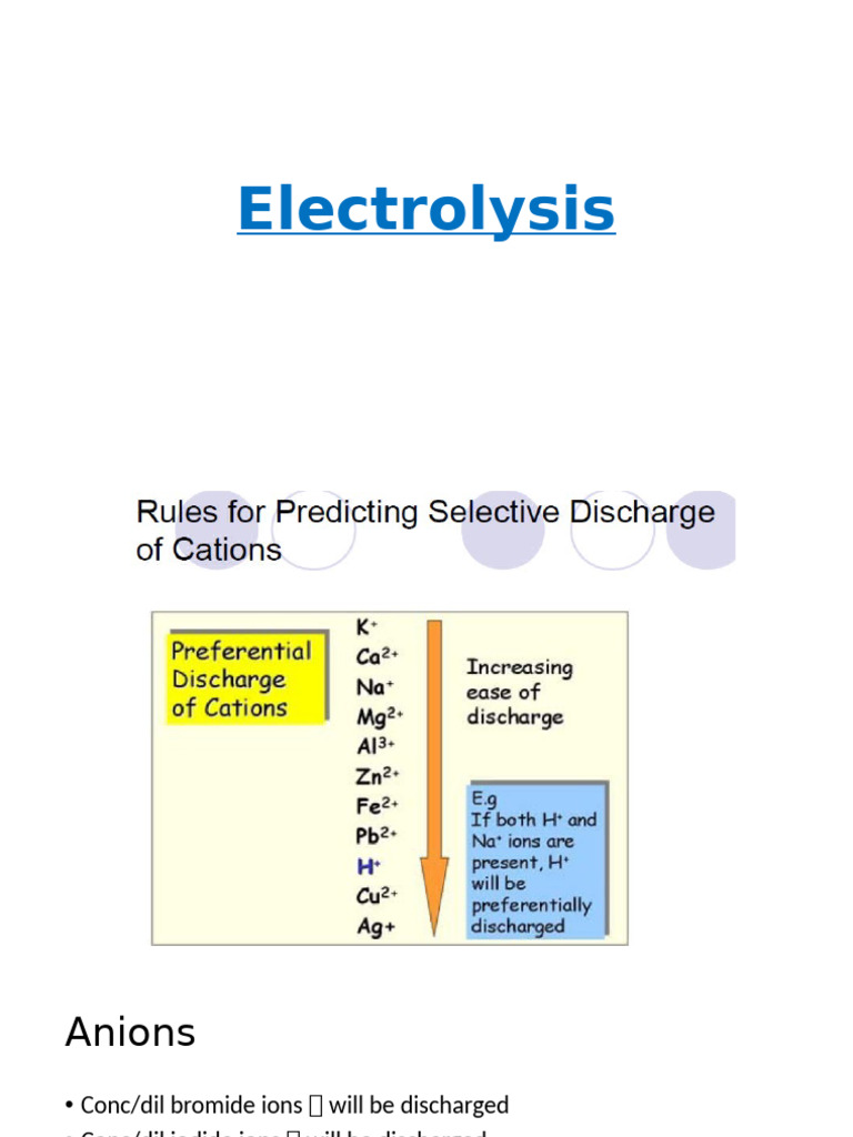 Selective Ion Discharge in Electrolysis | PDF | Anode | Aluminium