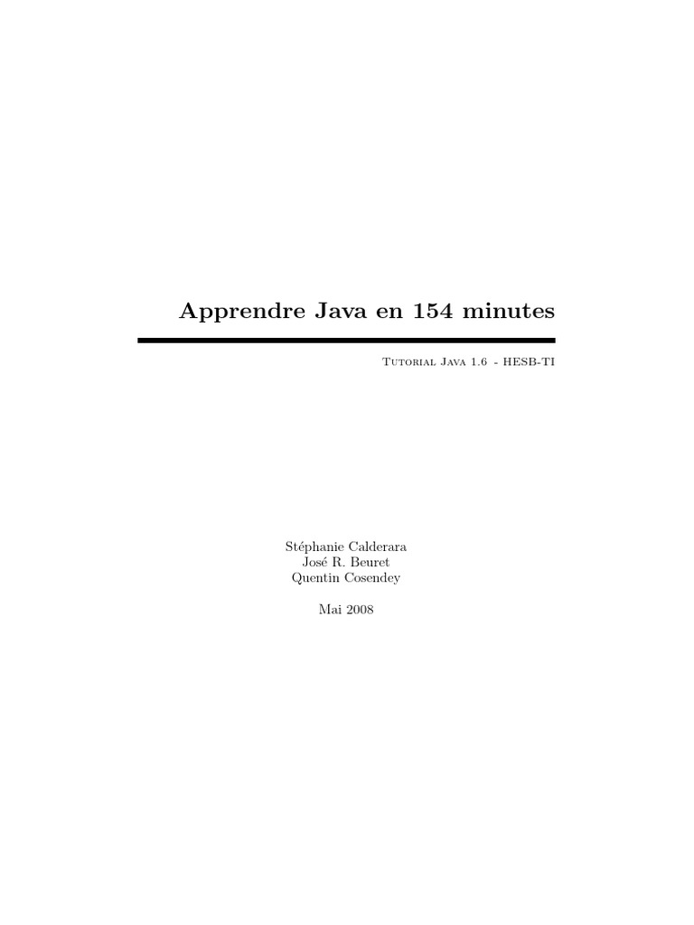 Apprendre Java en 154 minutes | PDF | Java (Langage de programmation ...