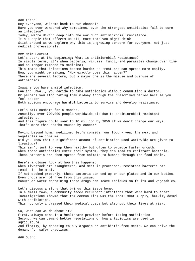 Youtube Content Package Youtube Script Pdf Antimicrobial