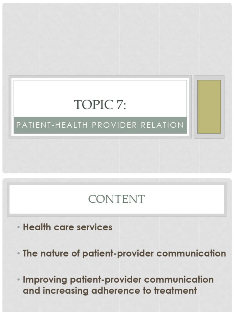 Topic 7 Patient-Health Provider Relationship | PDF | Alternative ...