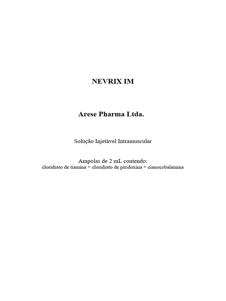Indicações e Uso de Nevrix IM | PDF | Vitamina B12 | Vitamina