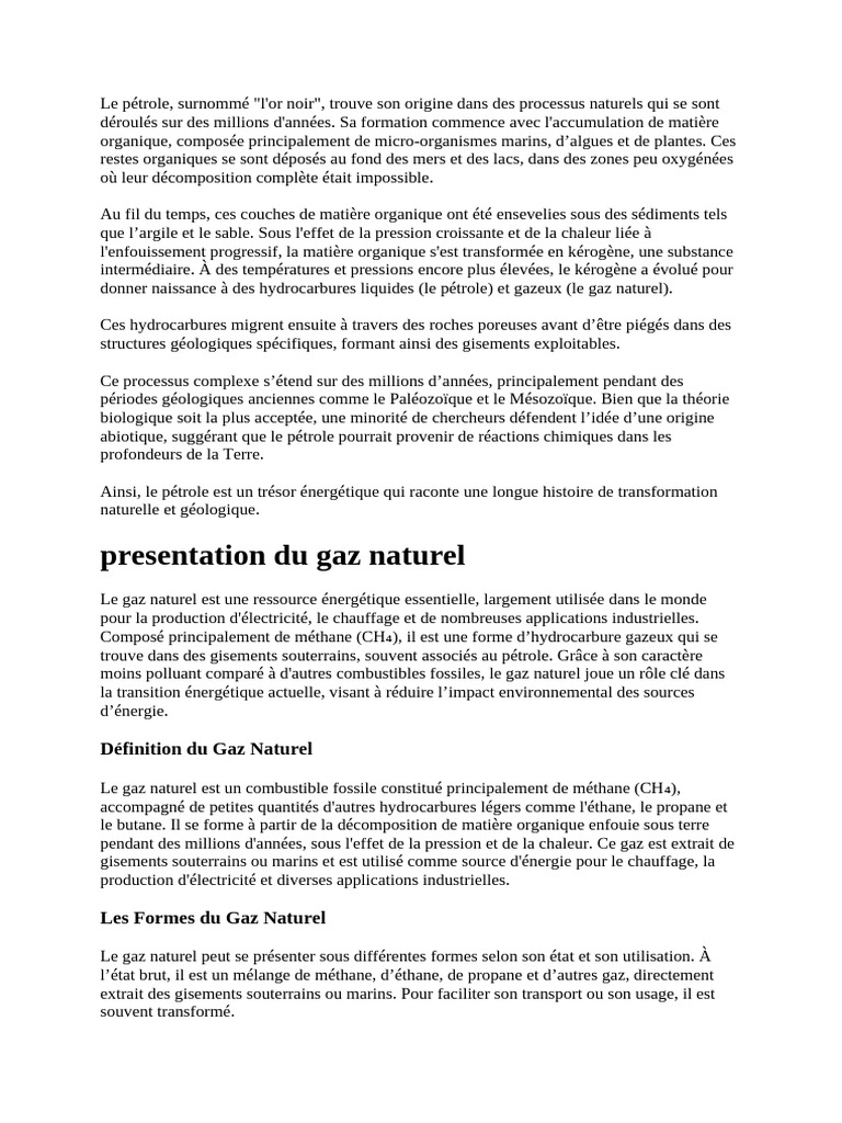 Origine et exploitation du pétrole et gaz naturel | PDF | Gaz naturel ...