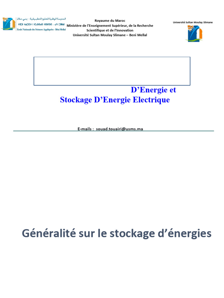 Stockage d'énergie cinétique et électrique | PDF | Stockage de l ...