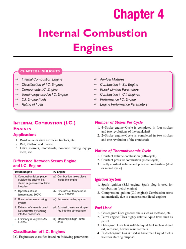 Overview of Internal Combustion Engines | PDF | Internal Combustion ...