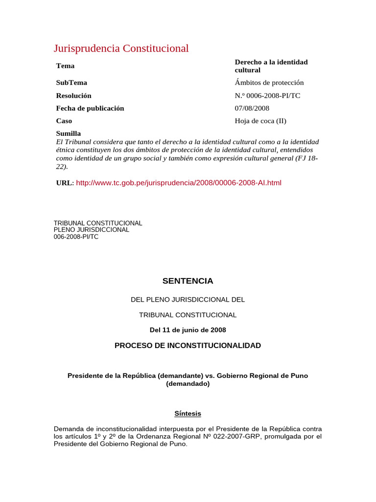 el derecho a la identidad cultural como la identidad étnica constituyen ...