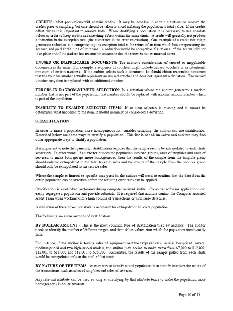 auditsamplingmanuals 10 | PDF | Stratified Sampling | Sampling (Statistics)