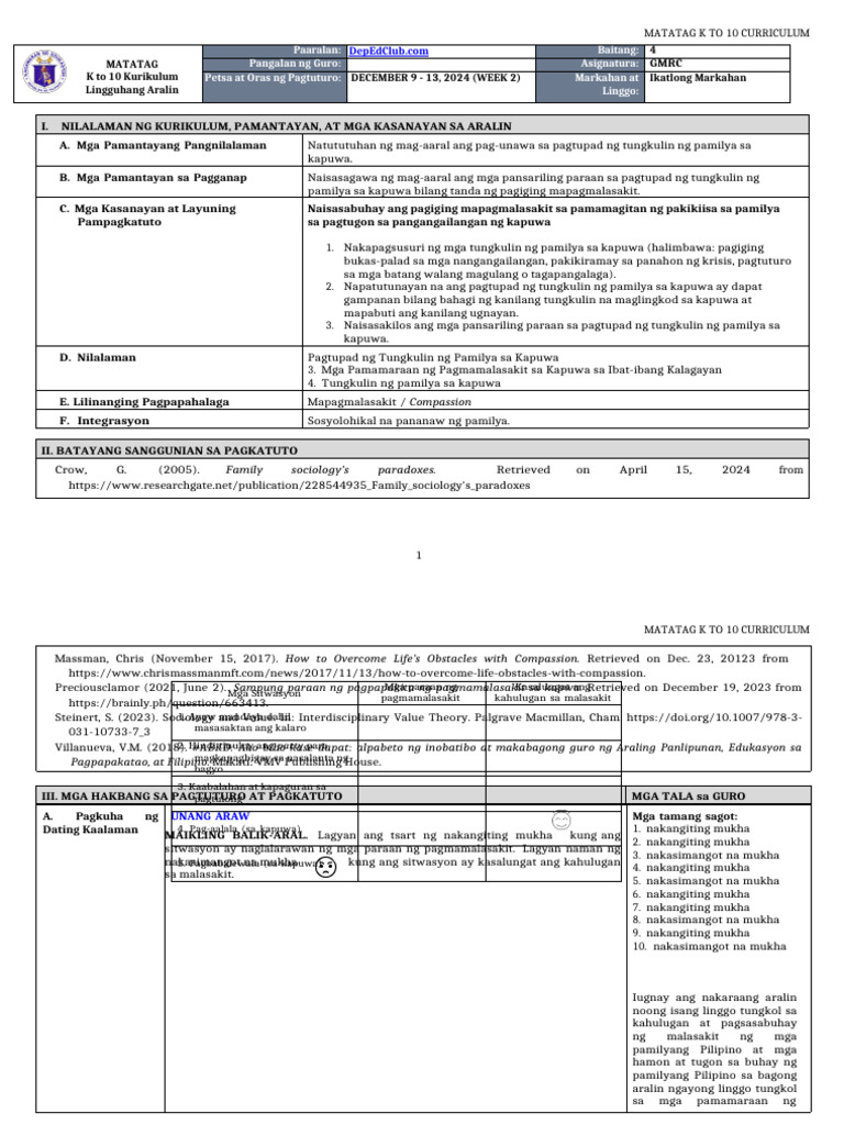 DLL Matatag - GMRC 4 Q3 W2 | PDF