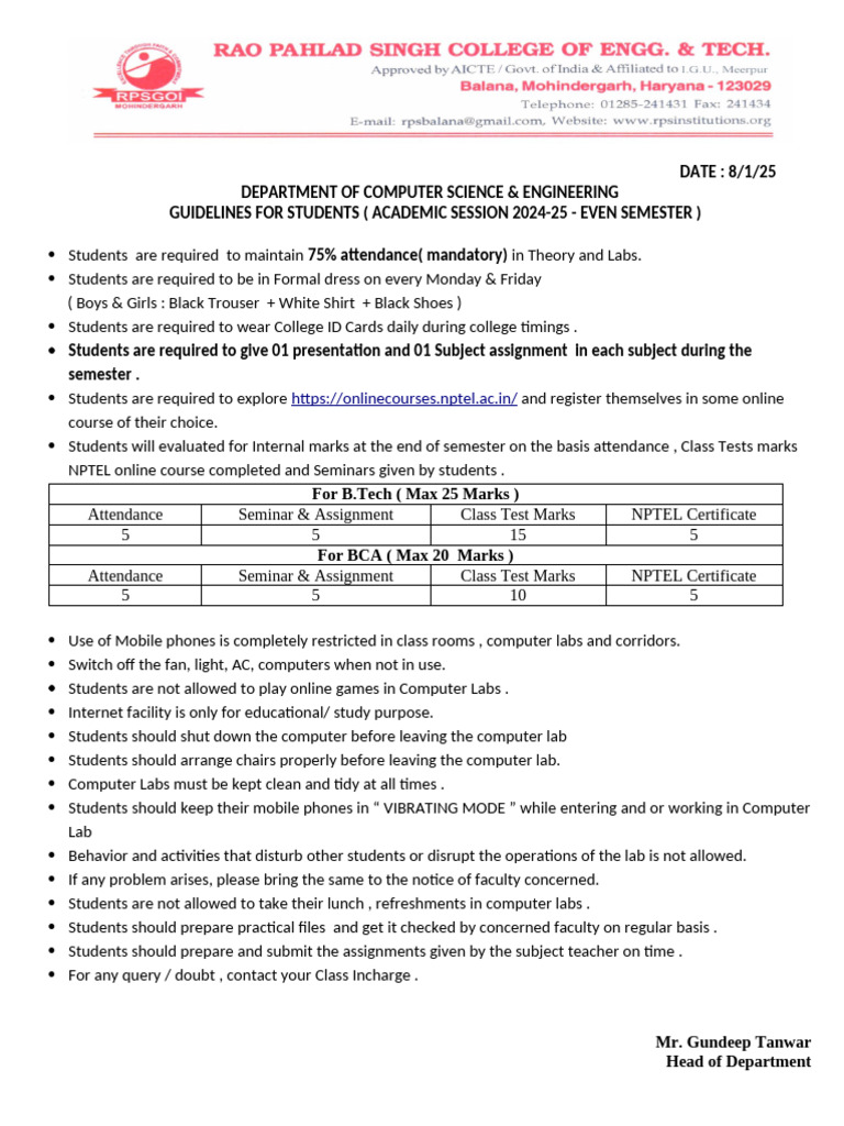 Notice Guidelines For Students | PDF | Computing