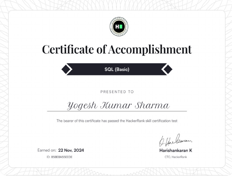 SQL - Basic Certificate | PDF
