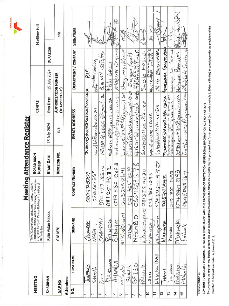 Site Meeting Attendance Register | PDF