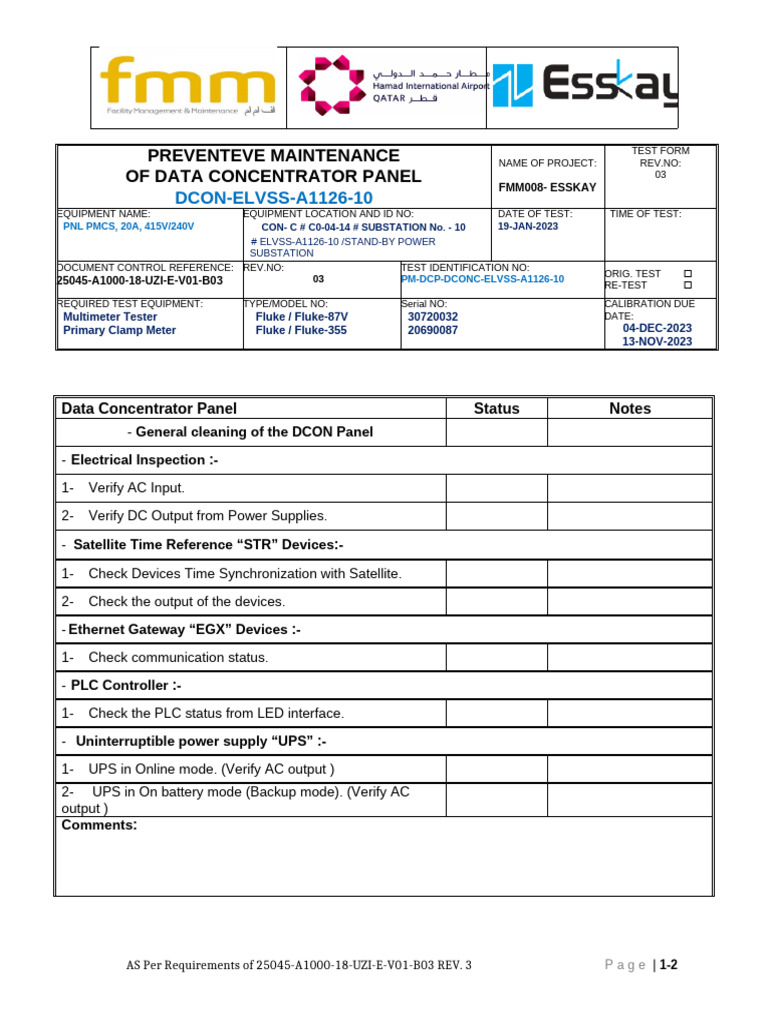 Preventive Maintenance for DCON Panel | PDF | Power Supply | Power ...