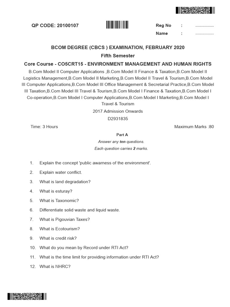 ENVIRONMENT MANAGEMENT AND HUMAN RIGHTS 2020 Min | PDF | Environment ...