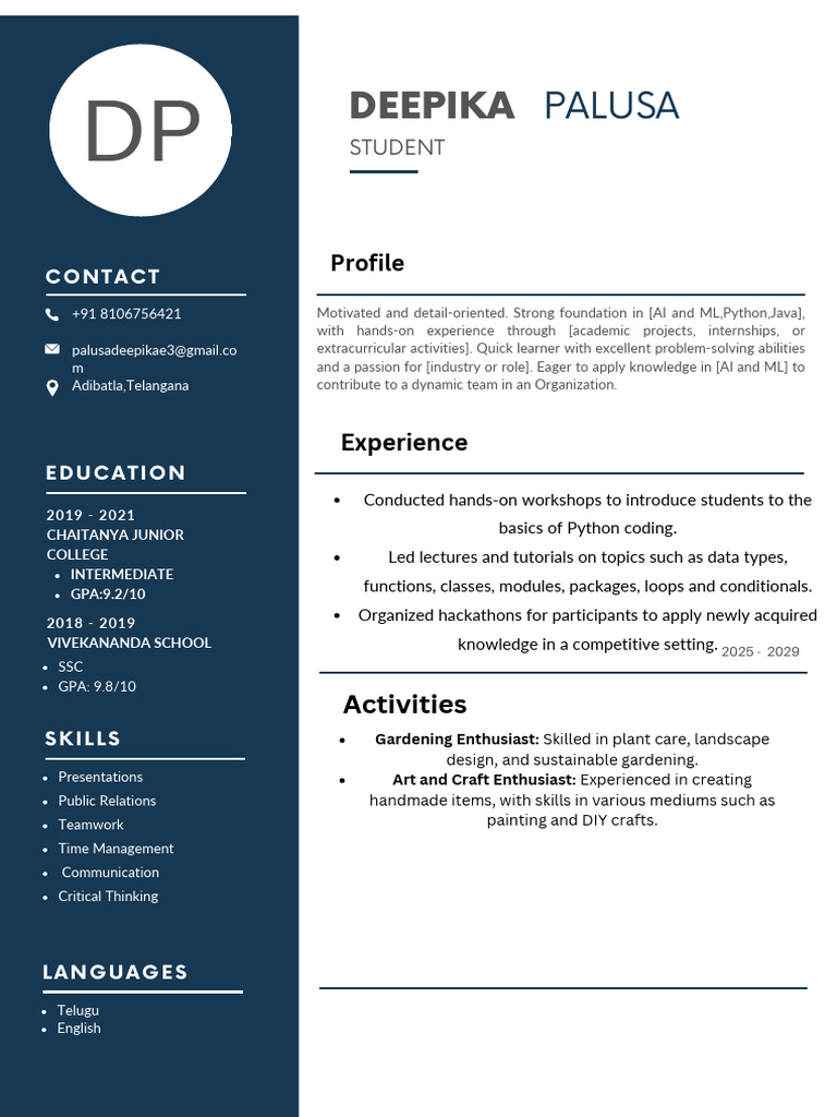 Blue Simple Professional CV Resume | PDF