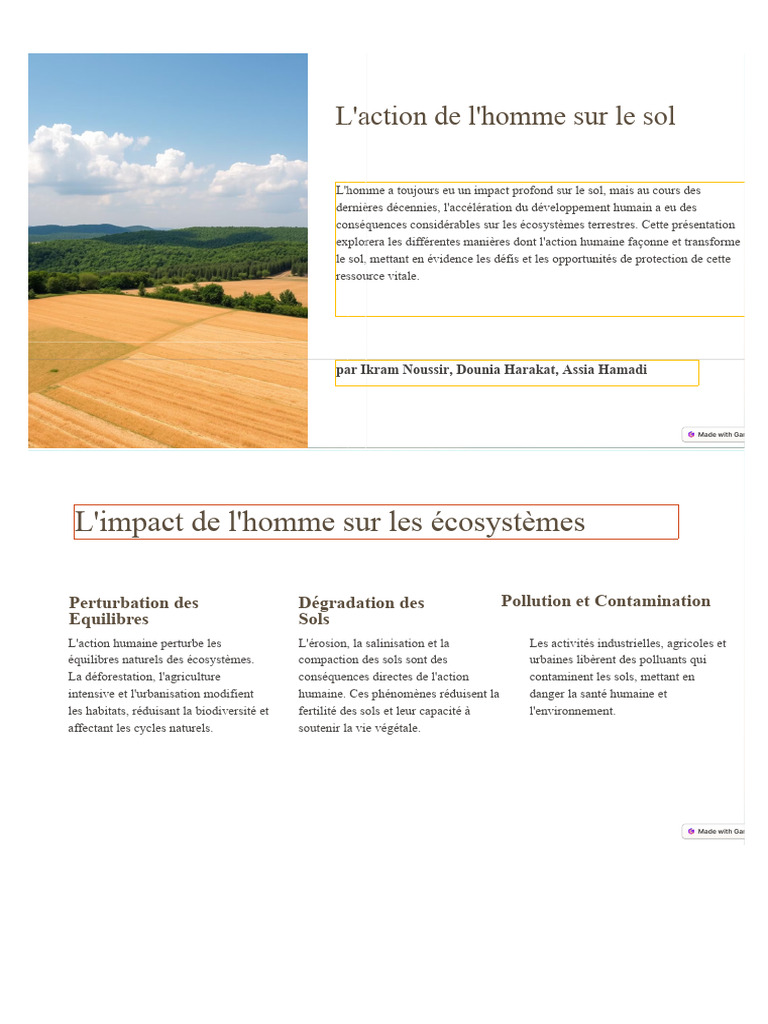 Impact humain sur les sols et solutions | PDF | Sol (pédologie) | la ...
