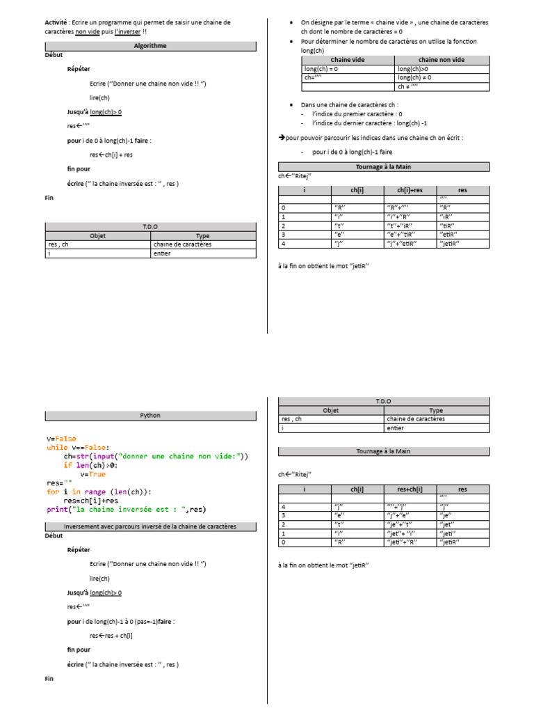 Inverser une chaîne de caractères en Python | PDF | Programmation ...
