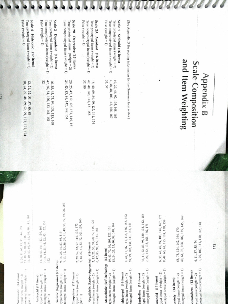 MCMI Scoring Sheet | PDF