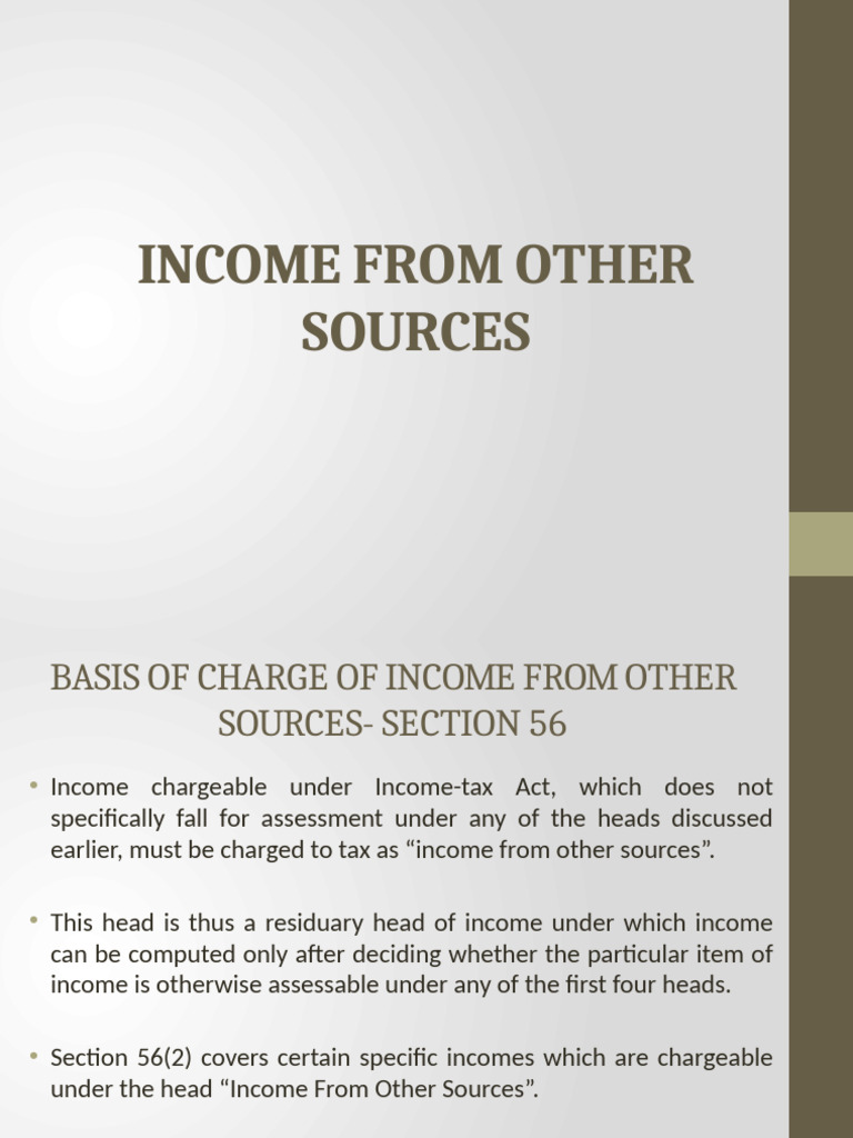 Taxation of Income from Other Sources | PDF | Income Tax | Tax Deduction