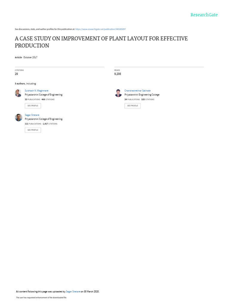 Plant Layout Improvement Case Study | PDF | Engineering