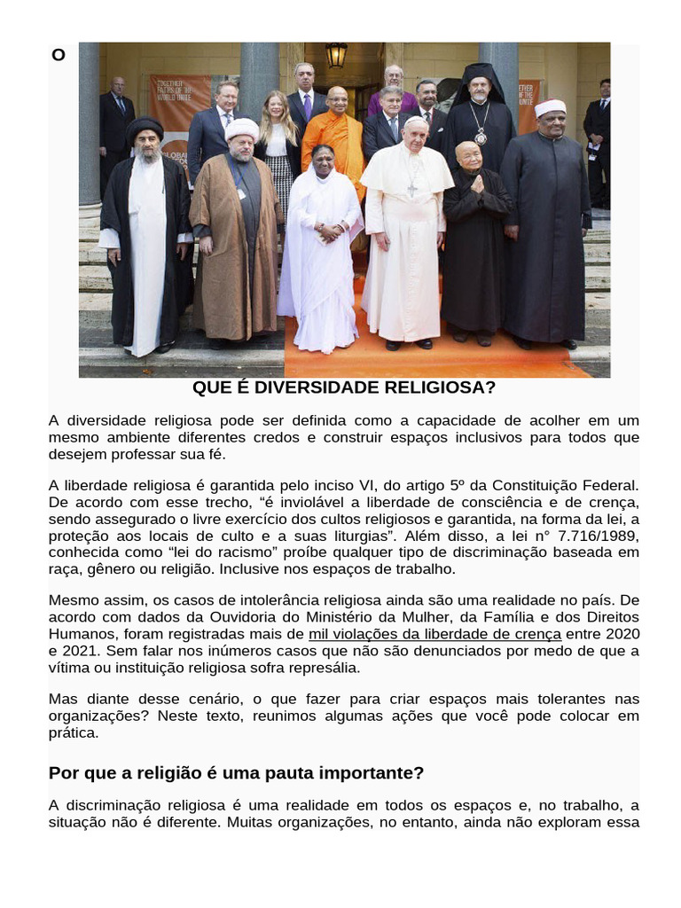 Entendendo a Diversidade Religiosa | PDF | Liberdade de religião | Justiça