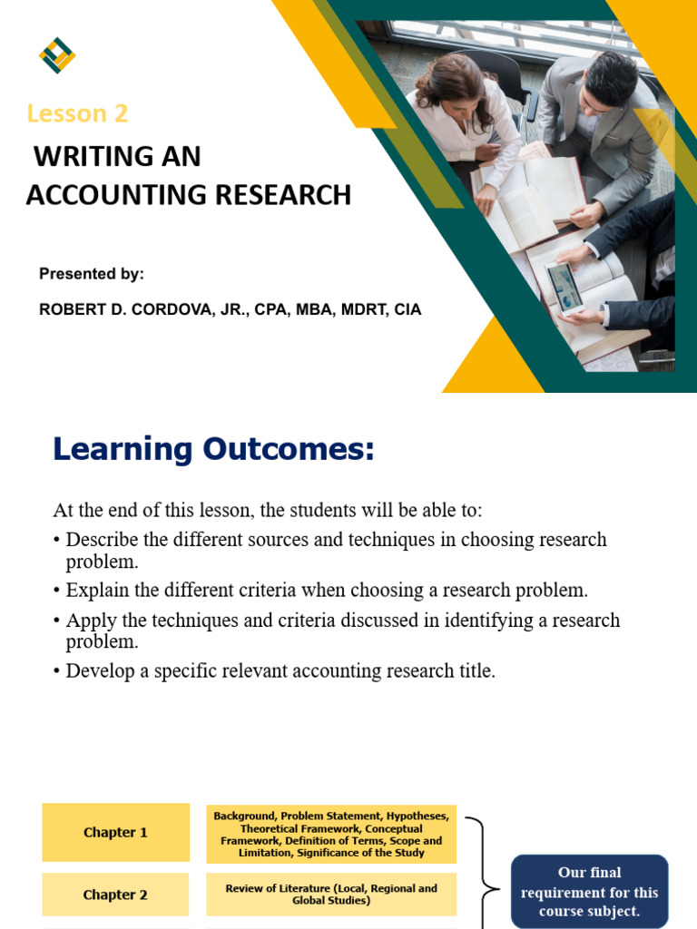Accounting Research Problem Selection Guide | PDF | Methodology | Noun