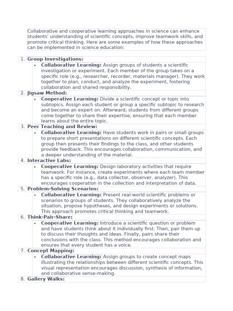 Collaborative and Cooperative Learning Approaches in Science Can ...