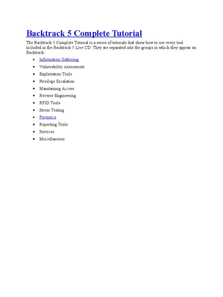 Backtrack 5 Complete Tutorial | PDF | Domain Name System | Computer File