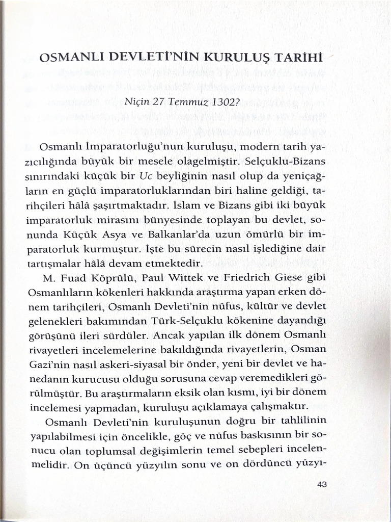 Osmanli Devleti'Nin Kurulus Tarihi | PDF