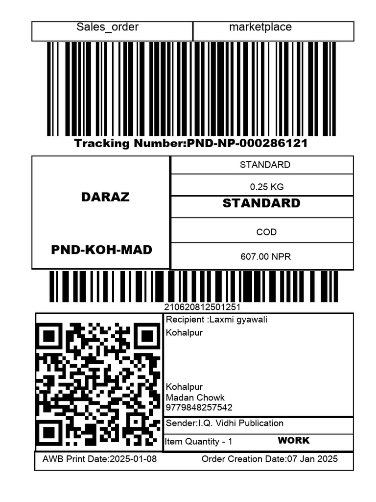 Sales - Order Marketplace: Tracking Number:PND-NP-000286121 | PDF