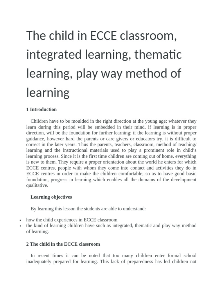 ECCE Classroom: Foundations for Learning | PDF | Learning | Classroom