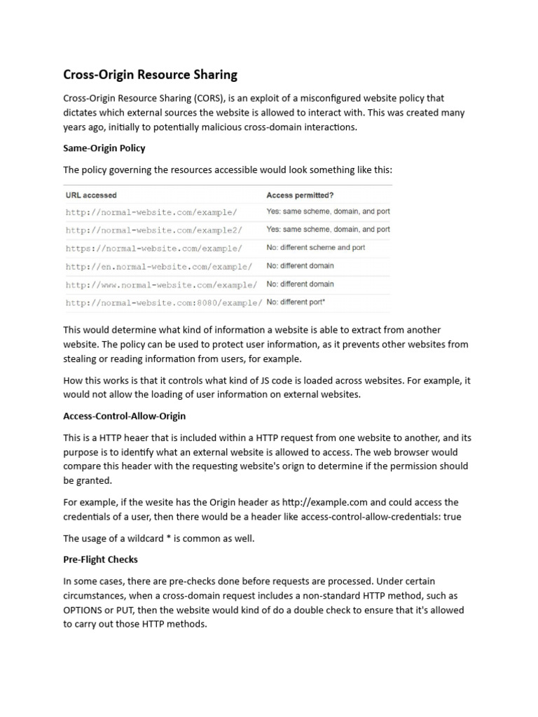 Understanding Cross-Origin Resource Sharing | PDF