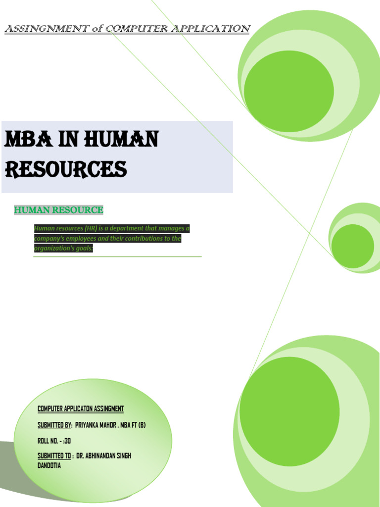 MBA IN HUMAN RESOURCES (Assi of Computer Application) PDF | PDF | Human ...