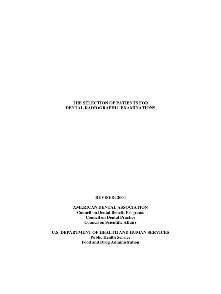 ADA Guidelines for Dental Radiographs | PDF | Dentistry | Human Tooth