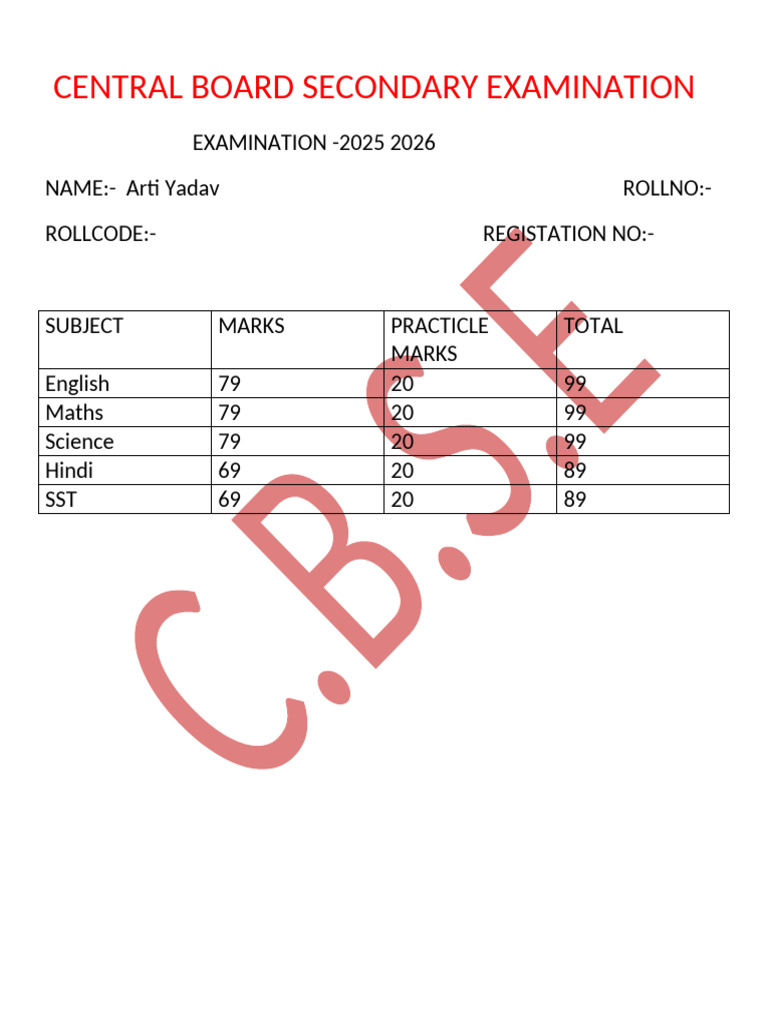 Central Board Secondary Examination | PDF