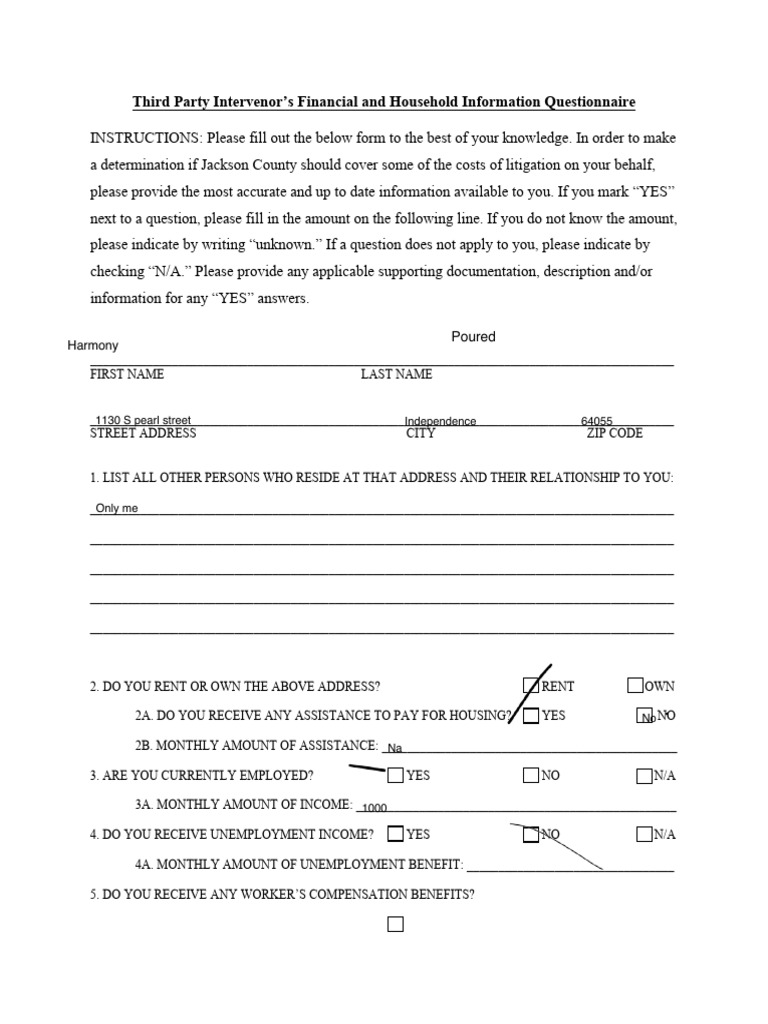 Financial Questionnaire | PDF | Social Security Disability Insurance ...