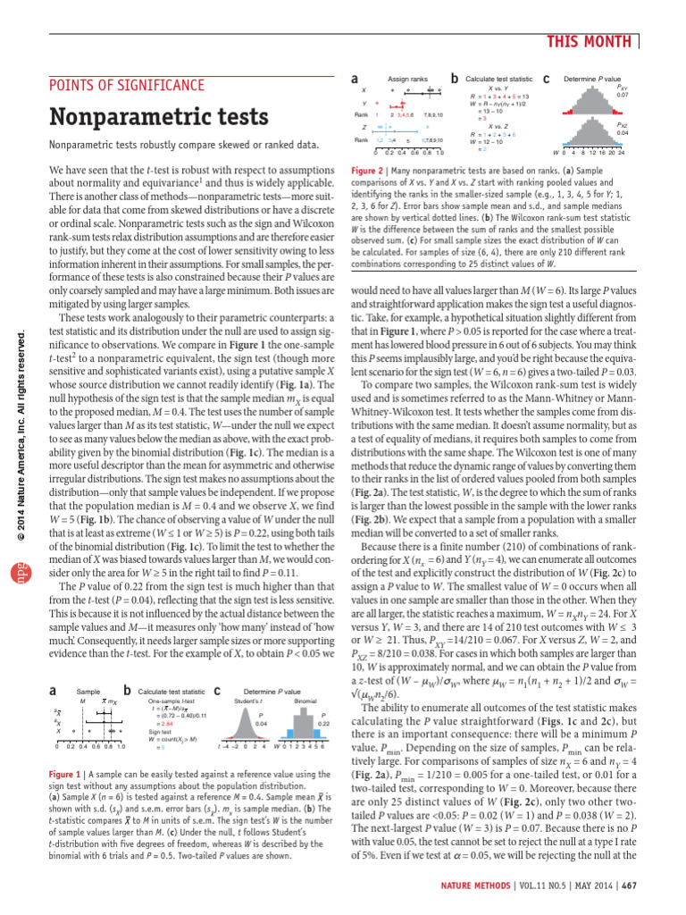 Nonparametric Tests for Skewed Data | PDF | Student's T Test ...