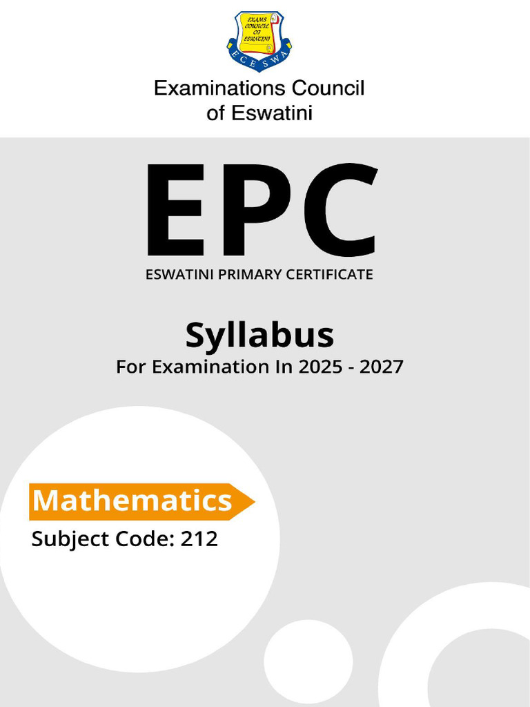 Eswatini Primary Maths Syllabus 2025-2027 | PDF | Educational ...