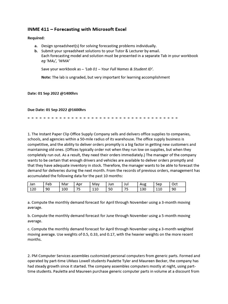 Excel Demand Forecasting Techniques | PDF | Microsoft Excel