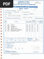 Class 12 Marksheet Format Nepal | PDF | Nepal