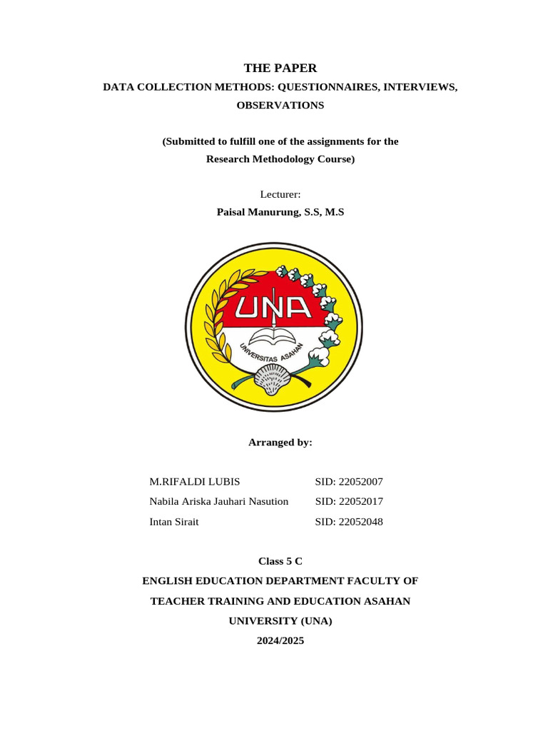 The Paper - Research Methodology - Group 4[1] | PDF | Methodology ...